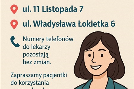  Uwaga! Od 1 lipca zmiana lokalizacji poradni ginekologiczno - położniczych