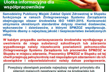Ulotka informacyjna dla współpracowników